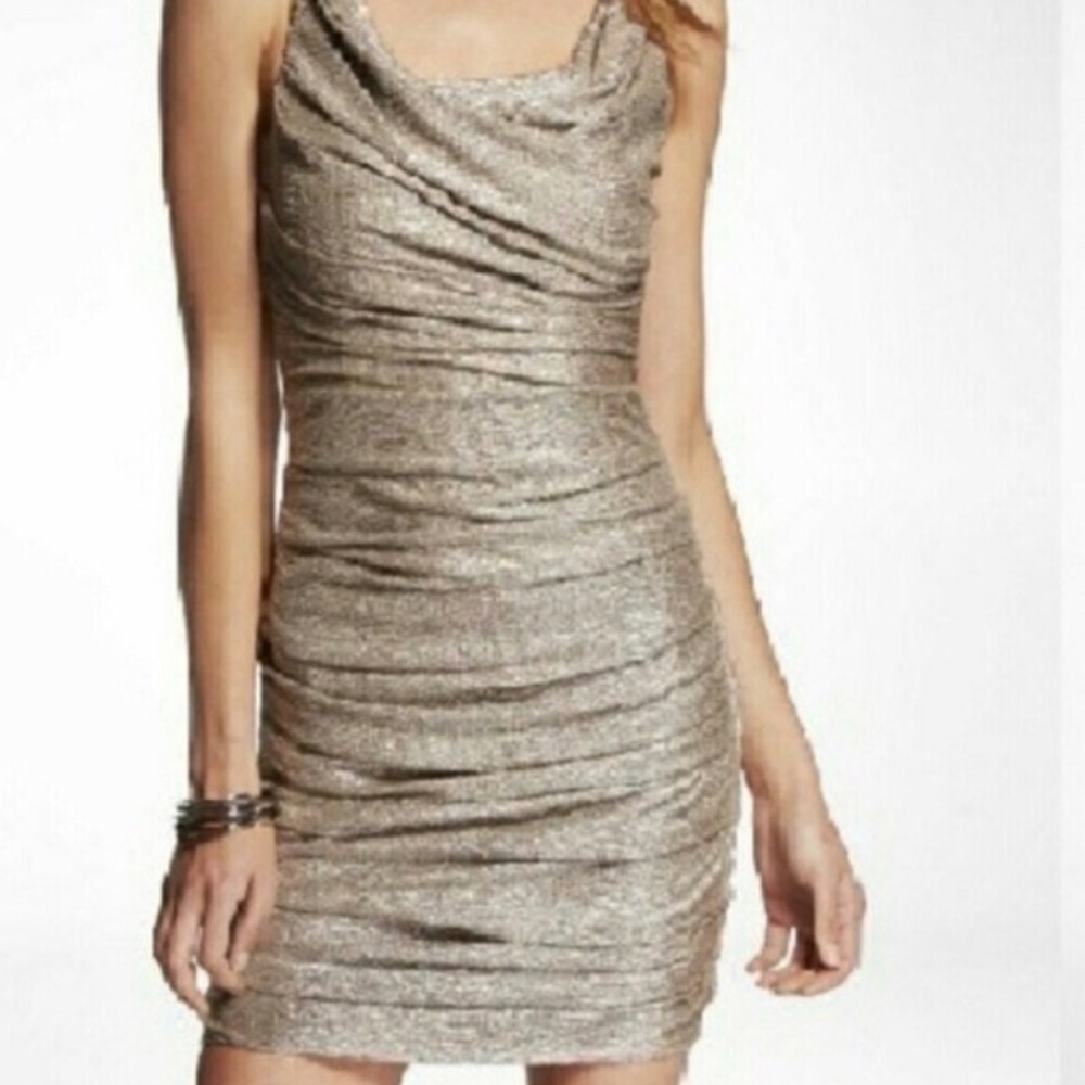 Express Metallic Rouched Cocktail Dress Size 4